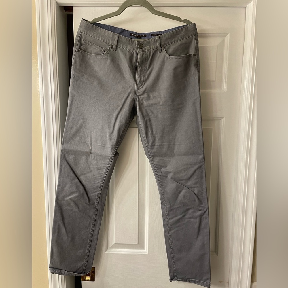 Michael Kors Parker Slim Fit Pant, Grey, 32x32